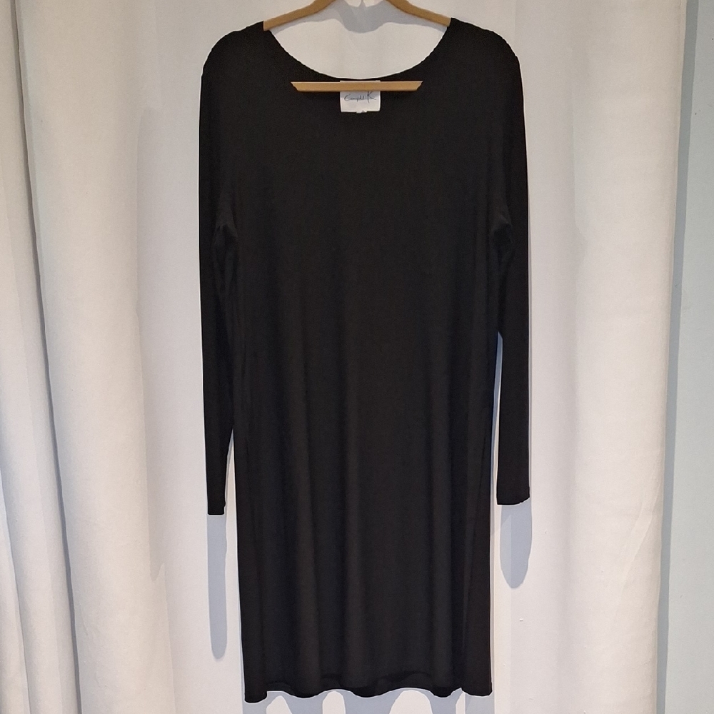 Compli K Elegant Black Long Sleeve Dress Size L